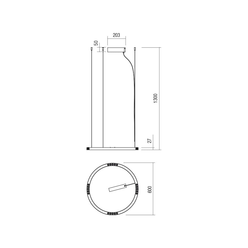 Redo 01-2202 - LED-Hängeleuchte an Schnur UNION LED/34W/230V 3000K d 60 cm weiß