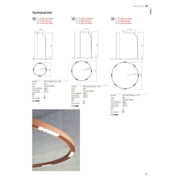 Redo 01-2203 - LED-Hängeleuchte an Schnur UNION LED/34W/230V 3000K d 60 cm golden