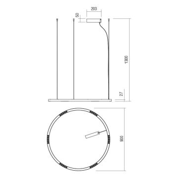 Redo 01-2205 - LED-Hängeleuchte an Schnur UNION LED/50W/230V 3000K d 90 cm weiß