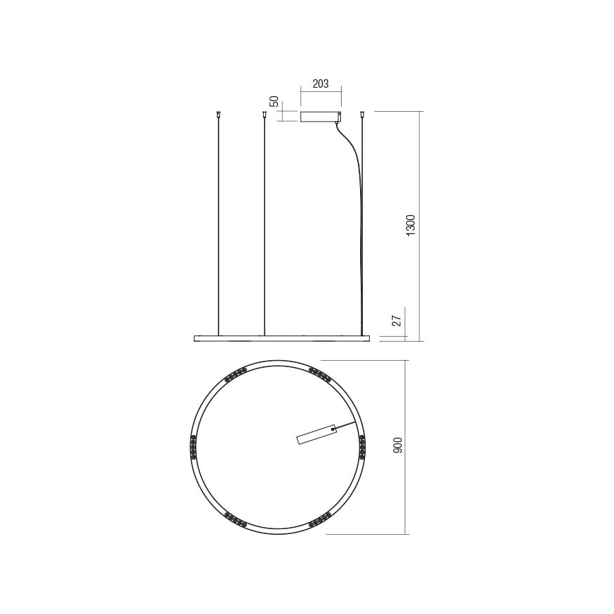 Redo 01-2205 - LED-Hängeleuchte an Schnur UNION LED/50W/230V 3000K d 90 cm weiß