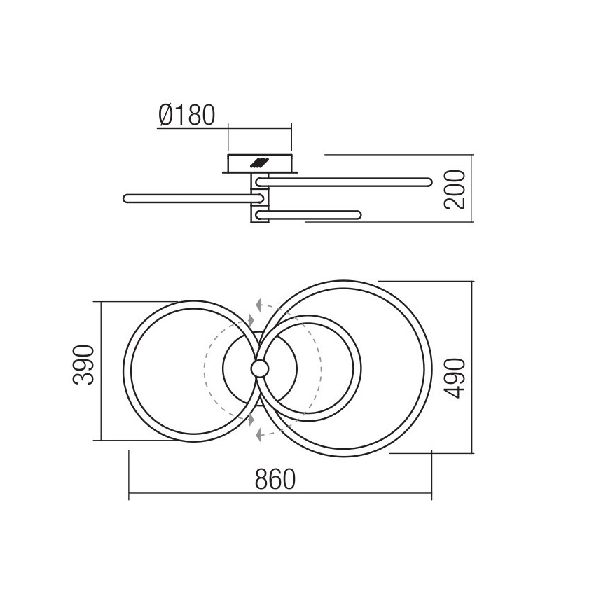 Redo 01-2226 - Dimmbare LED-Aufbauleuchte SPELL LED/54W/230V 3000K Chrom