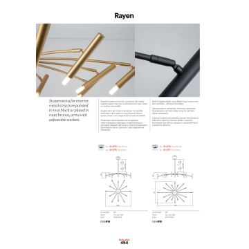 Redo 01-2774 - Deckenleuchte an Stange RAYEN 12xG9/10W/230V bronzen