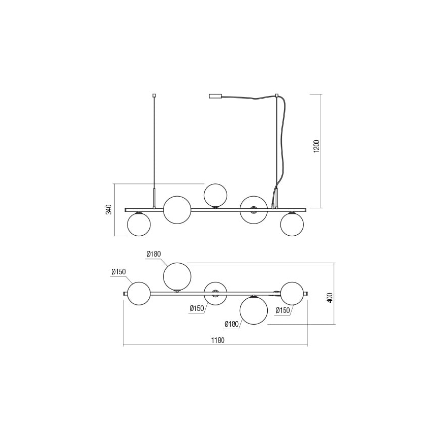 Redo 01-2779 - Deckenleuchte an Stange ROY 5xG9/10W/230V