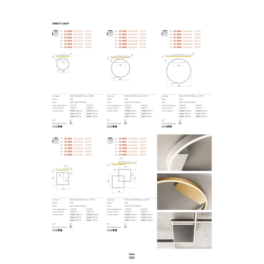 Redo 01-2817 - Dimmbare LED-Wandleuchte FEBE LED/24W/230V golden