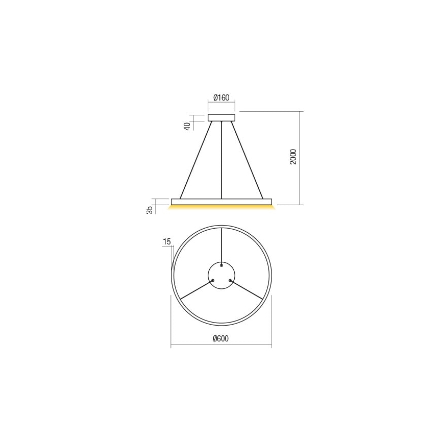 Redo 01-2867 - Dimmbare LED-Hängeleuchte an Schnur FEBE LED/37W/230V schwarz