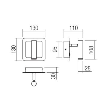 Redo 01-3092 - LED-Wandstrahler CLOSER LED/6W/230V schwarz