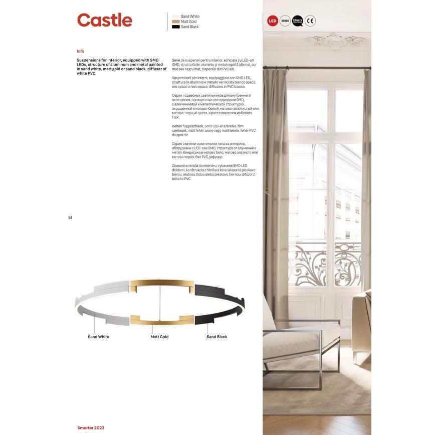 Redo 01-3173 - Dimmbare LED-Hängeleuchte an Schnur CASTLE LED/36W/230V schwarz