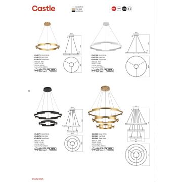 Redo 01-3175 - Dimmbare LED-Hängeleuchte an Schnur CASTLE LED/45W/230V golden