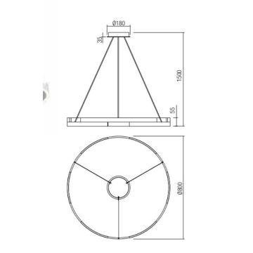 Redo 01-3176 - Dimmbare LED-Hängeleuchte an Schnur CASTLE LED/45W/230V schwarz