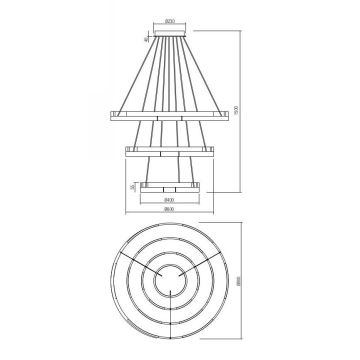 Redo 01-3181 - Dimmbare LED-Hängeleuchte an Schnur CASTLE LED/80W/230V golden