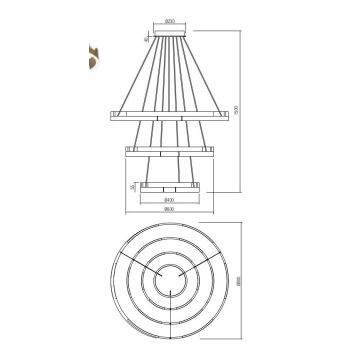 Redo 01-3182 - Dimmbare LED-Hängeleuchte an Schnur CASTLE LED/80W/230V schwarz