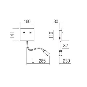 Redo 01-3210 - LED-Wandleuchte mit flexibler und kleiner Lampe MOKA LED/6W + LED/3W/230V USB CRI90 weiß