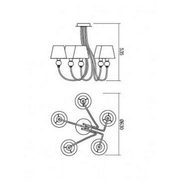 Redo 02-955 - Deckenleuchte an Stange GWEN 5xE14/28W/230V