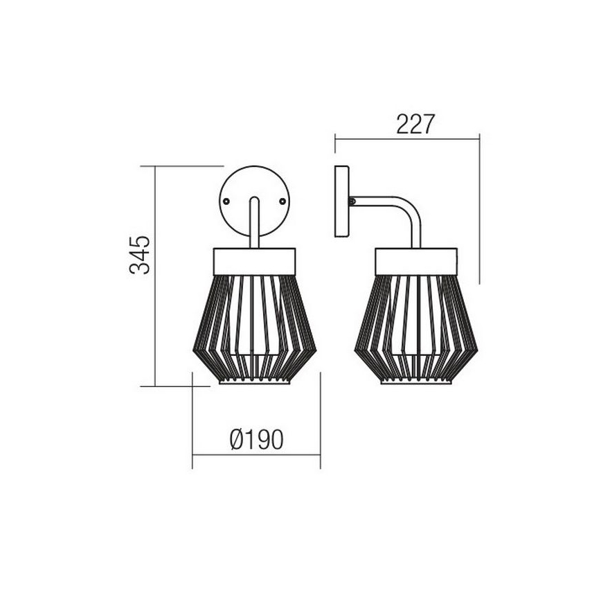 Redo 9843 - Outdoor-Wandlampe TITTI 1xE27/42W/230V IP44 anthrazit