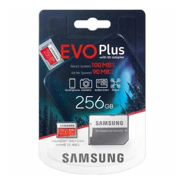 Samsung - MicroSDXC 256GB EVO+ U3 100MB/s + SD-Adapter