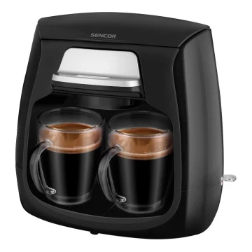 Sencor - Kaffeemaschine mit zwei Tassen 500W/230V schwarz