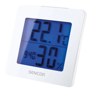 Sencor - Wetterstation mit LCD-Display und Wecker 1xAA weiß