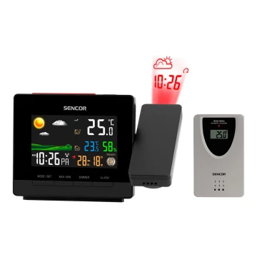 Sencor - Wetterstation mit LCD-Farbdisplay, Alarmfunktion und Projektor 2xAA