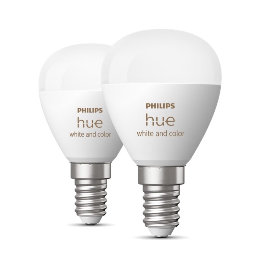 SET 2x Dimmbare LED-RGBW-Glühbirne Philips Hue White And Color Ambiance P45 E14/5,1W/230V 2000-6500K