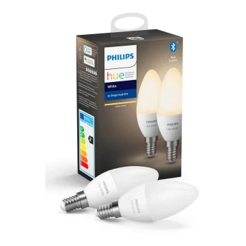 SET 2x LED Dimmbare Glühbirne Philips Hue WHITE E14/5,5W/230V 2700K