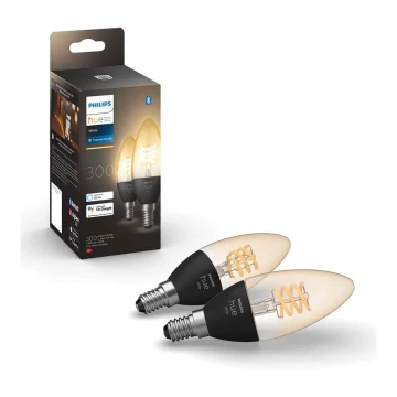 SET 2x LED dimmbare Glühbirne Philips Hue WHITE FILAMENT E14/4,5W/230V 2100K