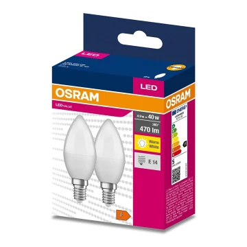 SET 2x LED-Glühbirne B35 E14/4,9W/230V 3000K - Osram