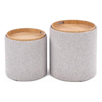 SET 2x Sitzhocker AVIKO d 38/45 cm grau/beige