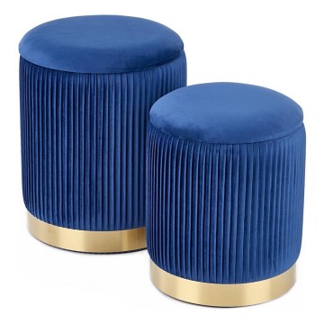 SET 2x Sitzhocker MONTY d 36/66 cm blau/golden