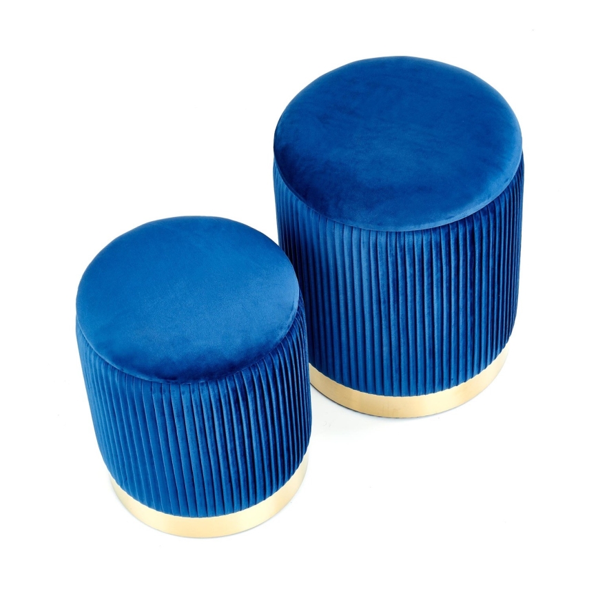 SET 2x Sitzhocker MONTY d 36/66 cm blau/golden