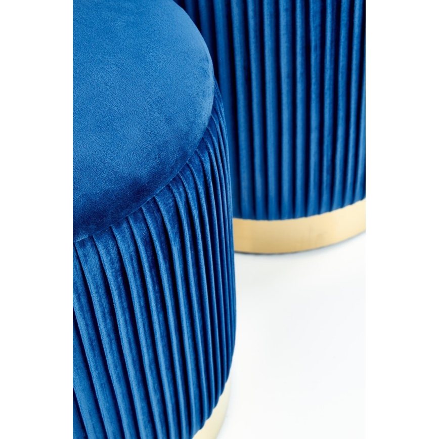 SET 2x Sitzhocker MONTY d 36/66 cm blau/golden