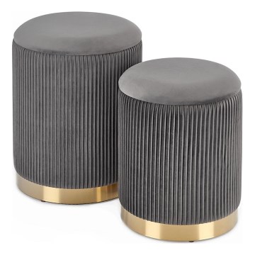 SET 2x Sitzhocker MONTY d 36/66 cm grau/golden