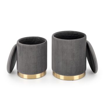 SET 2x Sitzhocker MONTY d 36/66 cm grau/golden