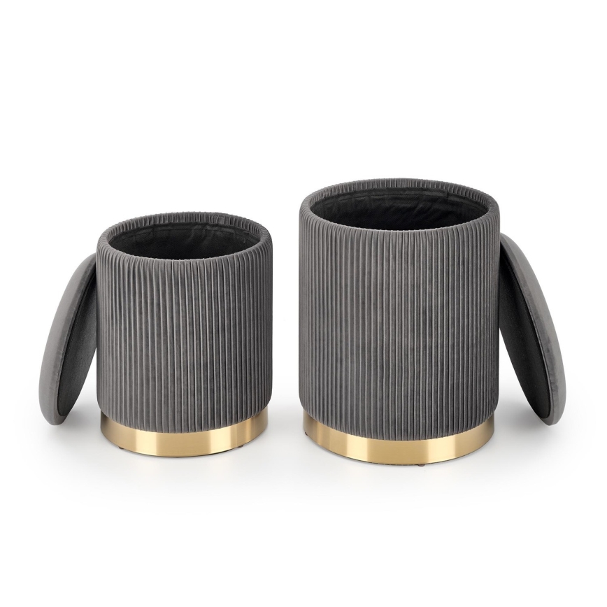 SET 2x Sitzhocker MONTY d 36/66 cm grau/golden