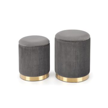 SET 2x Sitzhocker MONTY d 36/66 cm grau/golden