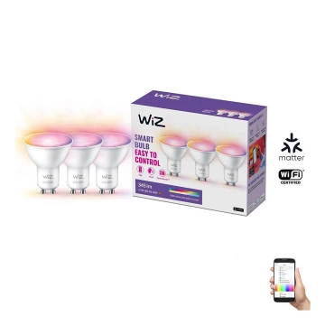 SET 3x Dimmbares LED-RGBW-Leuchtmittel GU10/4,7W/230V 2200-6500K CRI 90 Wi-Fi - WiZ