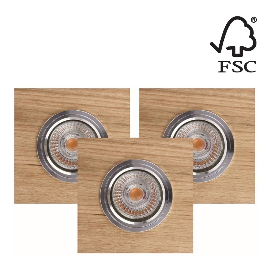 SET 3x LED-Einbauleuchte VITAR 1xGU10/5W/230V CRI 90 Eiche – FSC-zertifiziert