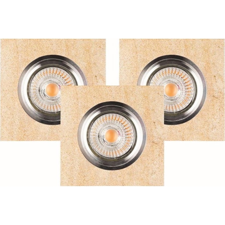 SET 3x LED-Einbauleuchte VITAR 1xGU10/5W/230V CRI 90 Sandstein – FSC-zertifiziert