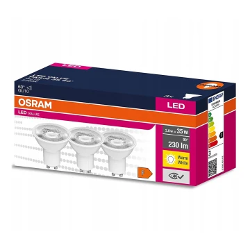 SET 3x LED-Leuchtmittel PAR16 GU10/2,8W/230V 2700K 60° - Osram