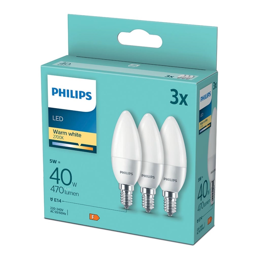 SET 3xLED-Birne Philips B35 E14/5W/230V 2700K