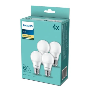 SET 4x LED Glühbirne Philips E27/8W/230V 2700K