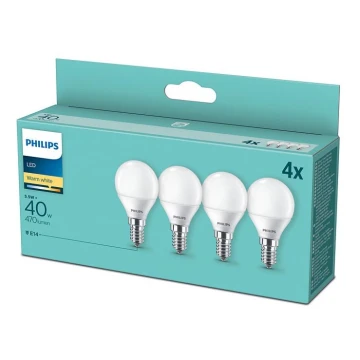 SET 4x LED Glühbirne Philips P45 E14/5,5W/230V 2700K