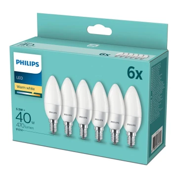 SET 6x LED Glühbirne Philips E14/5,5W/230V 2700K