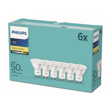 SET 6x LED-Glühbirne Philips GU10/4,7W/230V 2700K