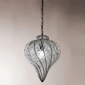 SIRU - Hängeleuchte an Kette GOCCIA 1xE27/60W/230V d 25 cm klar/braun Venezianisches Glas