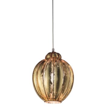 SIRU - Hängeleuchte an Schnur FOGLIA ORO 1xE27/60W/230V d 25 cm golden Venezianisches Glas/golden