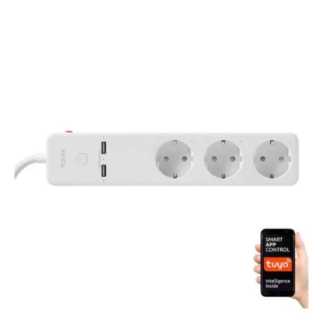 SMART-Verlängerungskabel mit Schalter 1,5m + 2xUSB/Wi-Fi Tuya