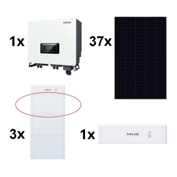 Solar-Kit SOFAR Solar - 14,8kWp Panel RISEN Full Black +15kW SOLAX Wechselrichter 3p + 15kWh Batterie SOFAR mit einer Batteriekontrolleinheit