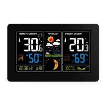 Solight TE81 - Wetterstation mit LCD-Bildschirm USB-Aufladung, schwarz