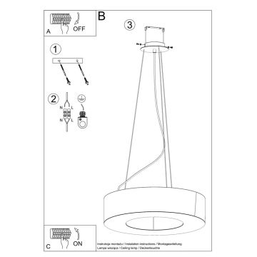 Kronleuchter an Schnur SATURNO SLIM 5xE27/60W/230V d. 50 cm weiß