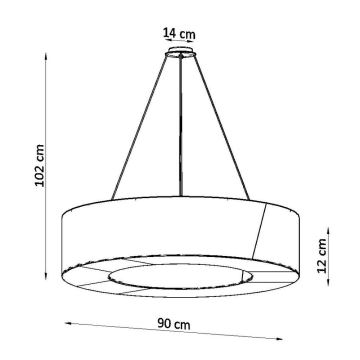 Kronleuchter an Schnur SATURNO SLIM 8xE27/60W/230V d. 90 cm schwarz